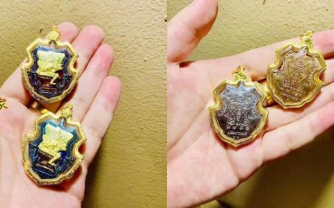 龙婆闲四面佛佛牌纯金壳佛牌